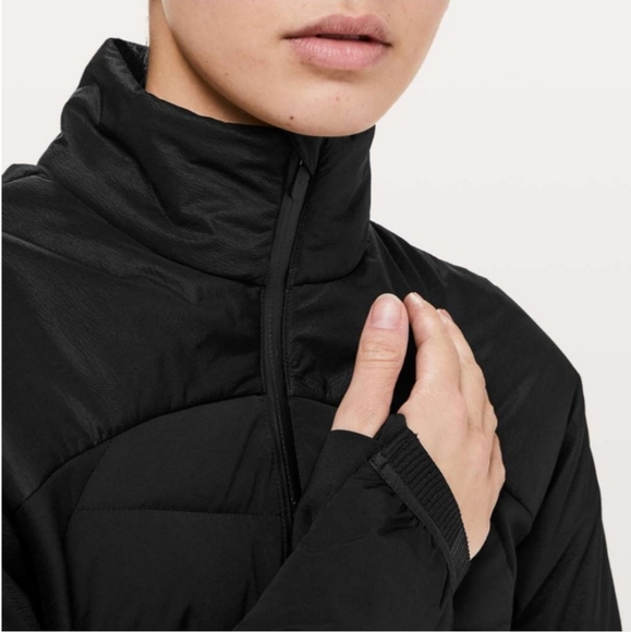 New Lululemon Black Down For It All Pullover Jacket 4 Quilted Stretch - Picture 5 of 14
